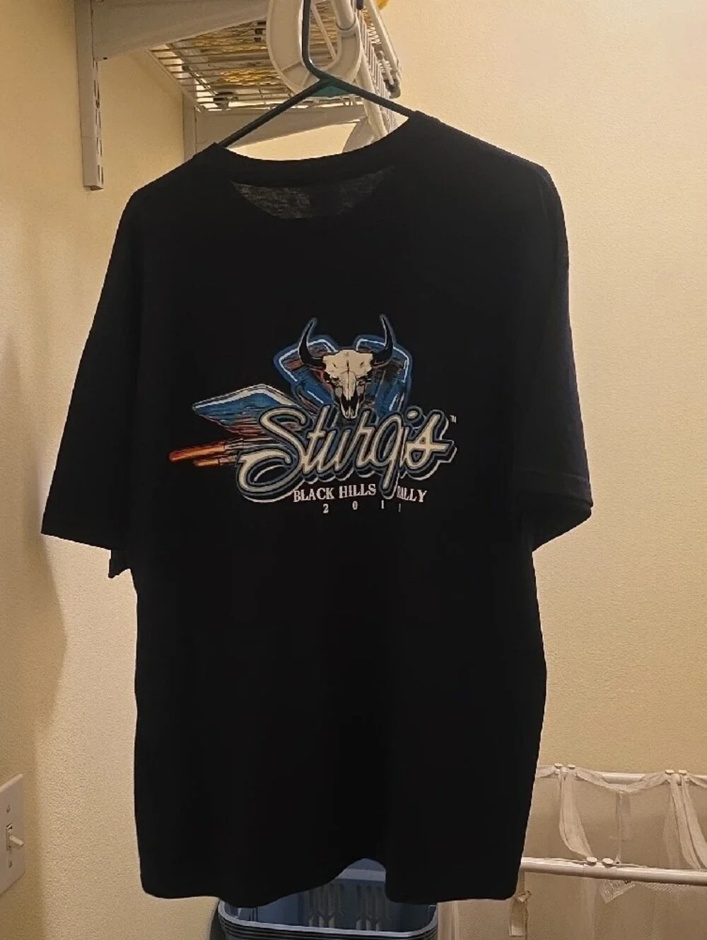 Gildan Black Tee with Red and Orange Sturgis Motorcycle Graphic - Picture 2 of 5
